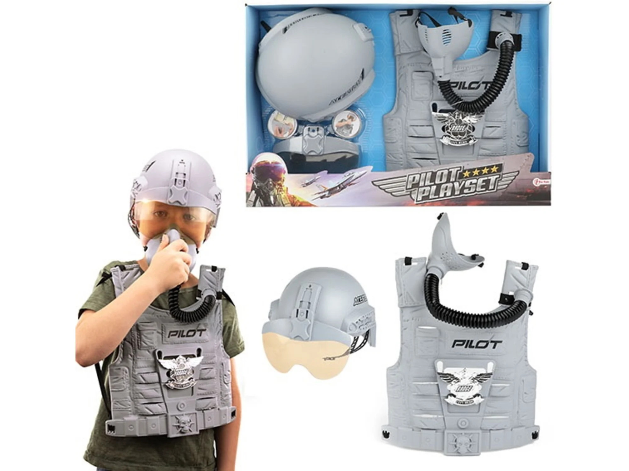 Toi-Toys - Verkleidungsset Kampfpilot, mit Helm und Weste