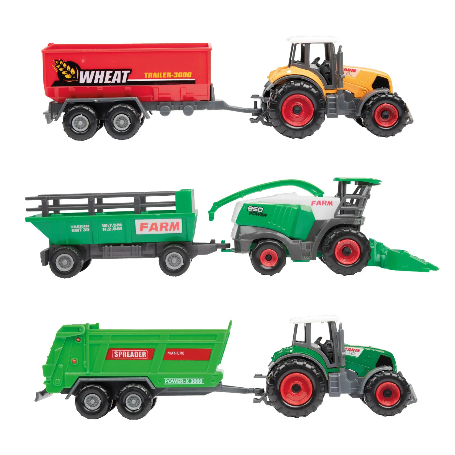 Toi-Toys 28002Z - METAL Landwirtschafts-Set - Traktor + Anhänger (6-teilig), (zufällige Auswahl)