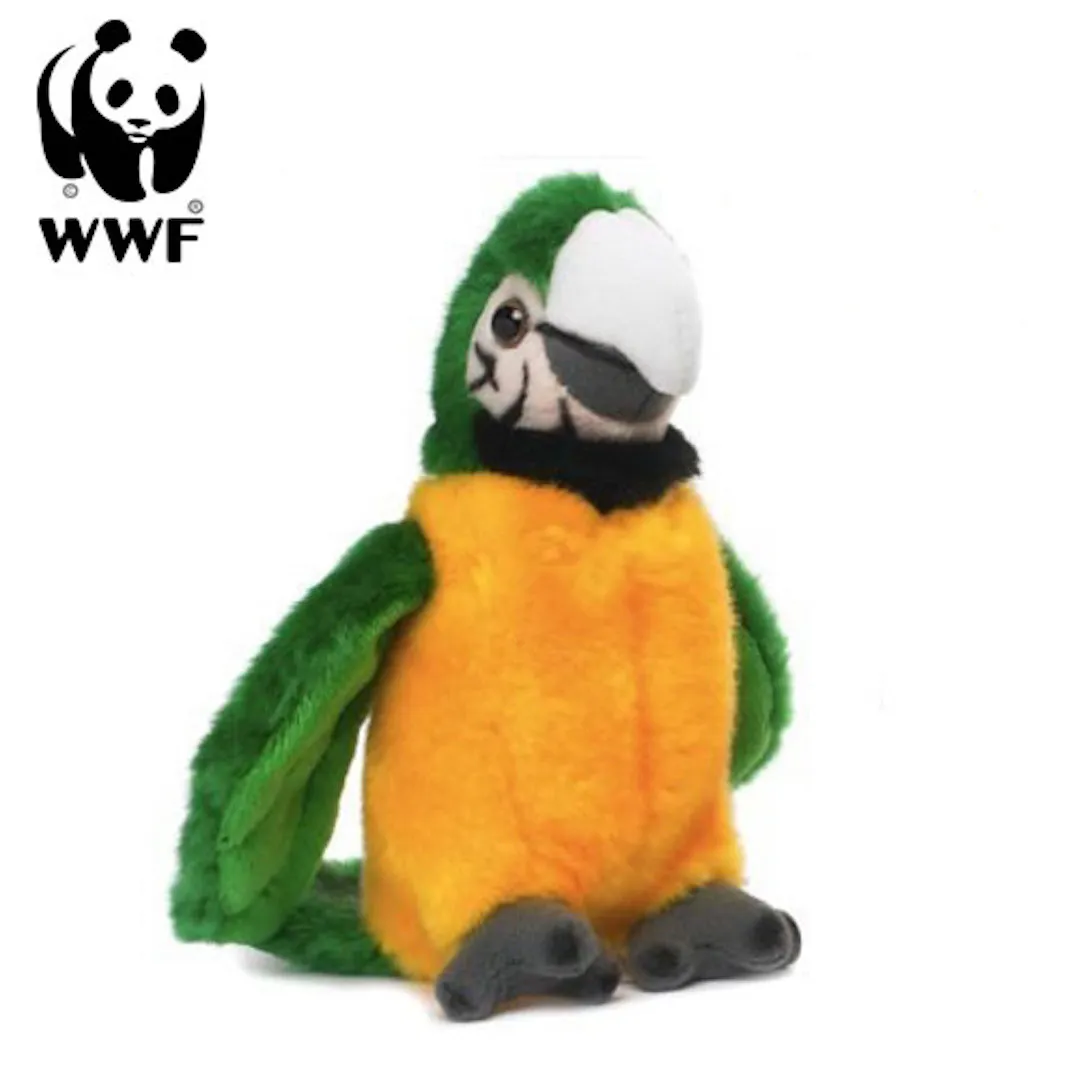 WWF - Plüschtier - Grüngelber Ara Papagei (mit Sound, 14cm)