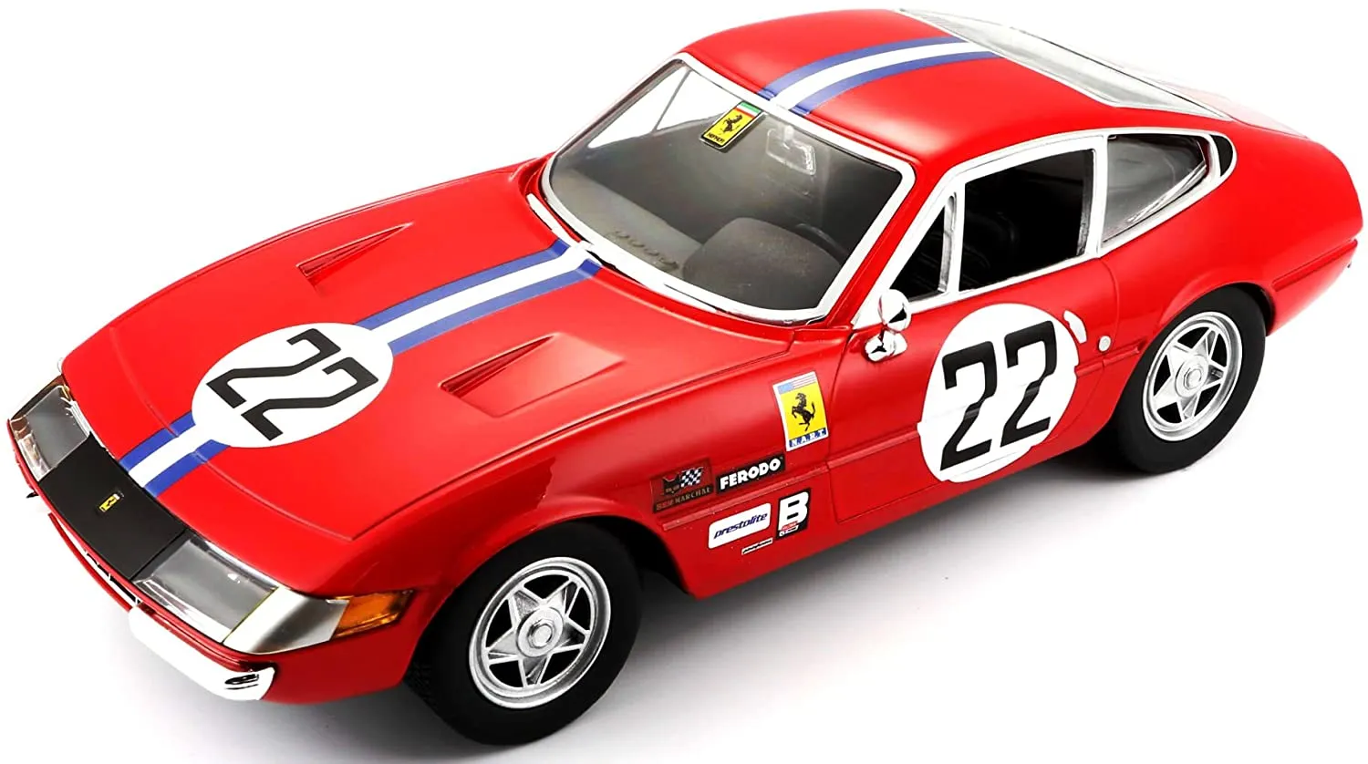 Bburago 18-26303 - Modellauto - Ferrari 365 GTB4 Competzione 1a serie (rot, Maßstab 1:24)