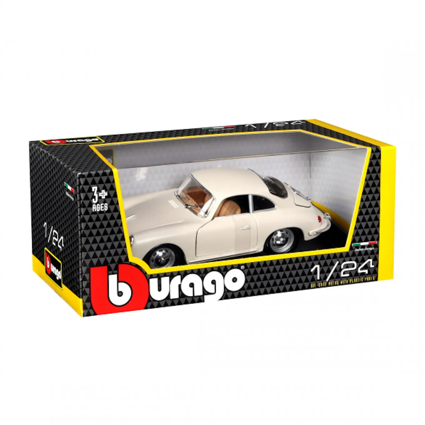 Bburago 18-22079 - Modellauto - Porsche 356B Coupe 1961 (elfenbein, Maßstab 1:24)