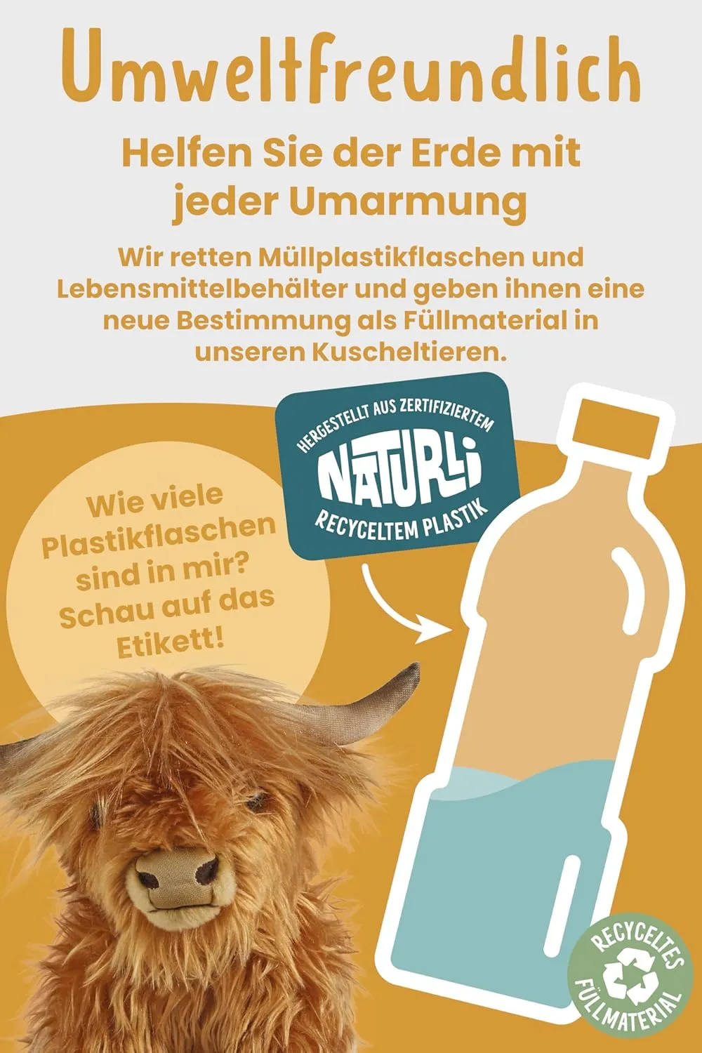 Living Nature Highland Cow Large braun 20cm - ohne Sound