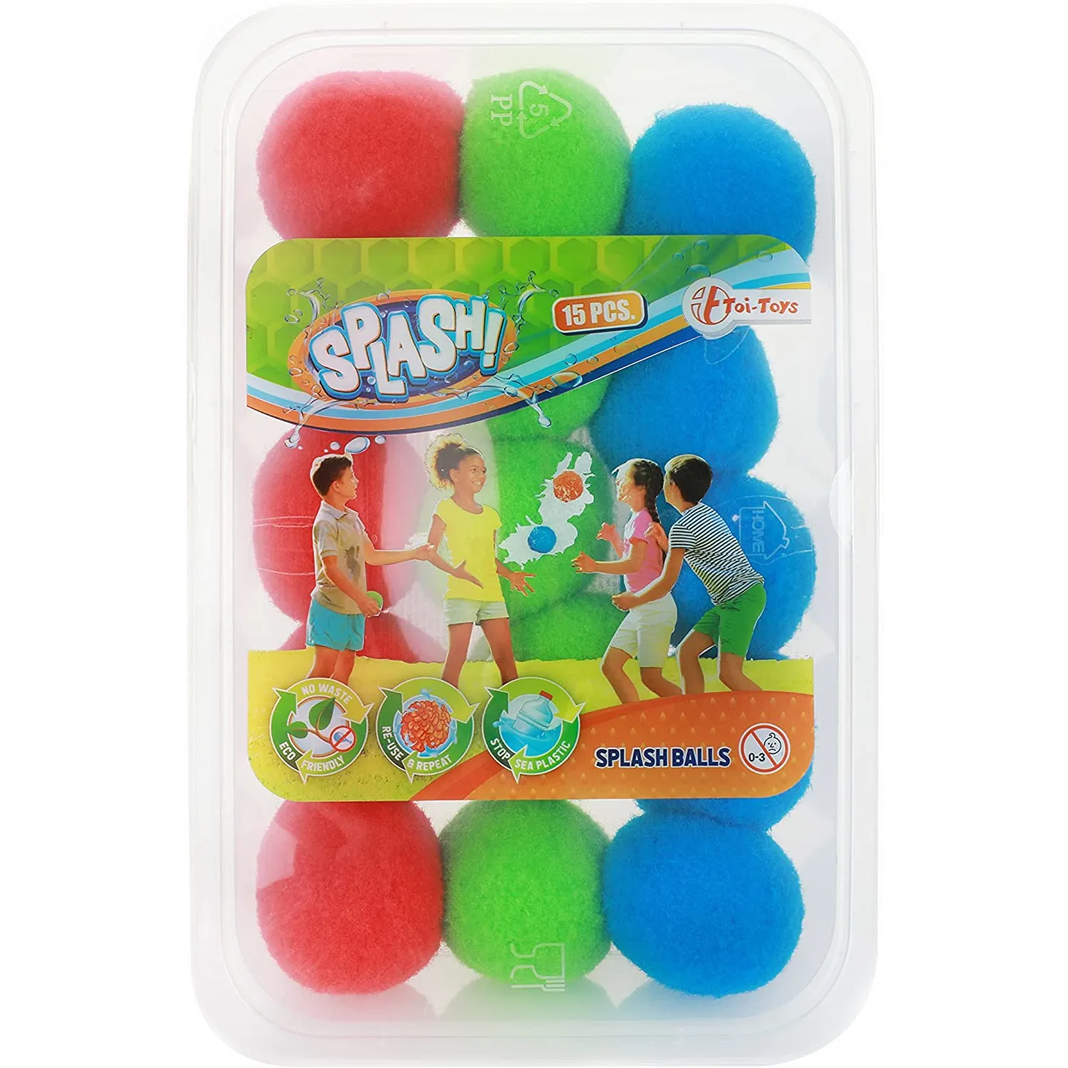 Toi-Toys - SPLASH Super Splashbälle 5cm (75 Stück in 5x 15er Aufbewahrungsboxen)