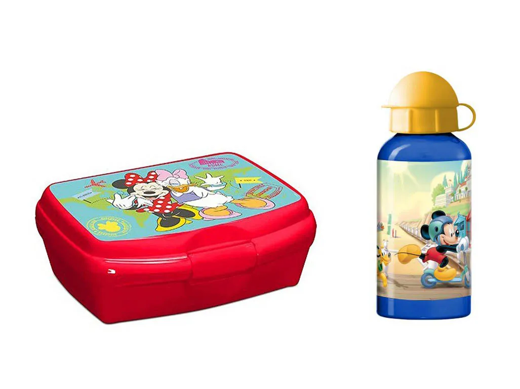 Minnie & Micky Maus Pausen-Set (Brotdose + Trinkflasche)