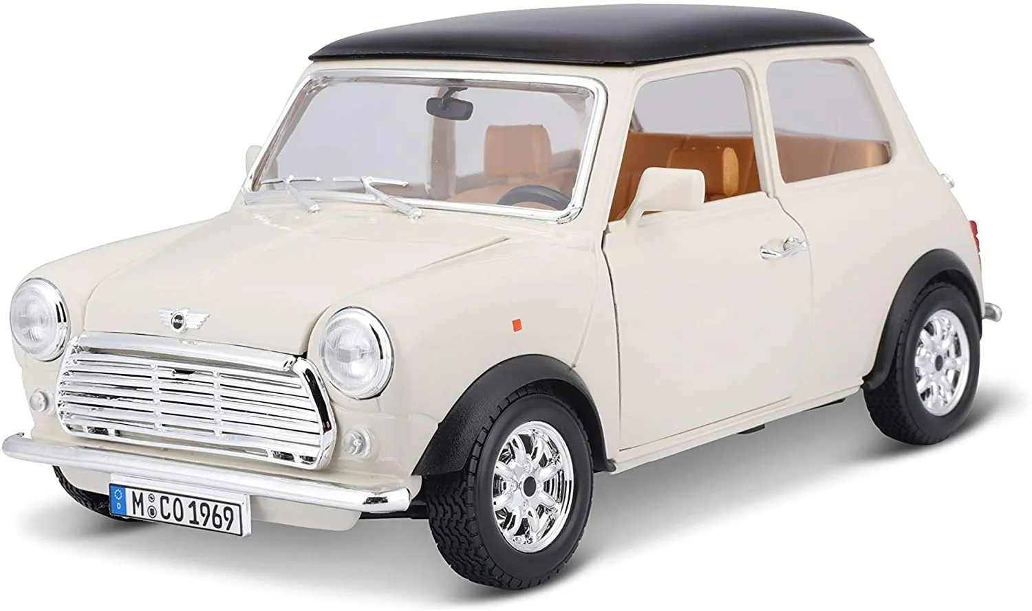 Bburago 18-12036 - Modellauto - Mini Cooper 1969 (beige, Maßstab 1:16)