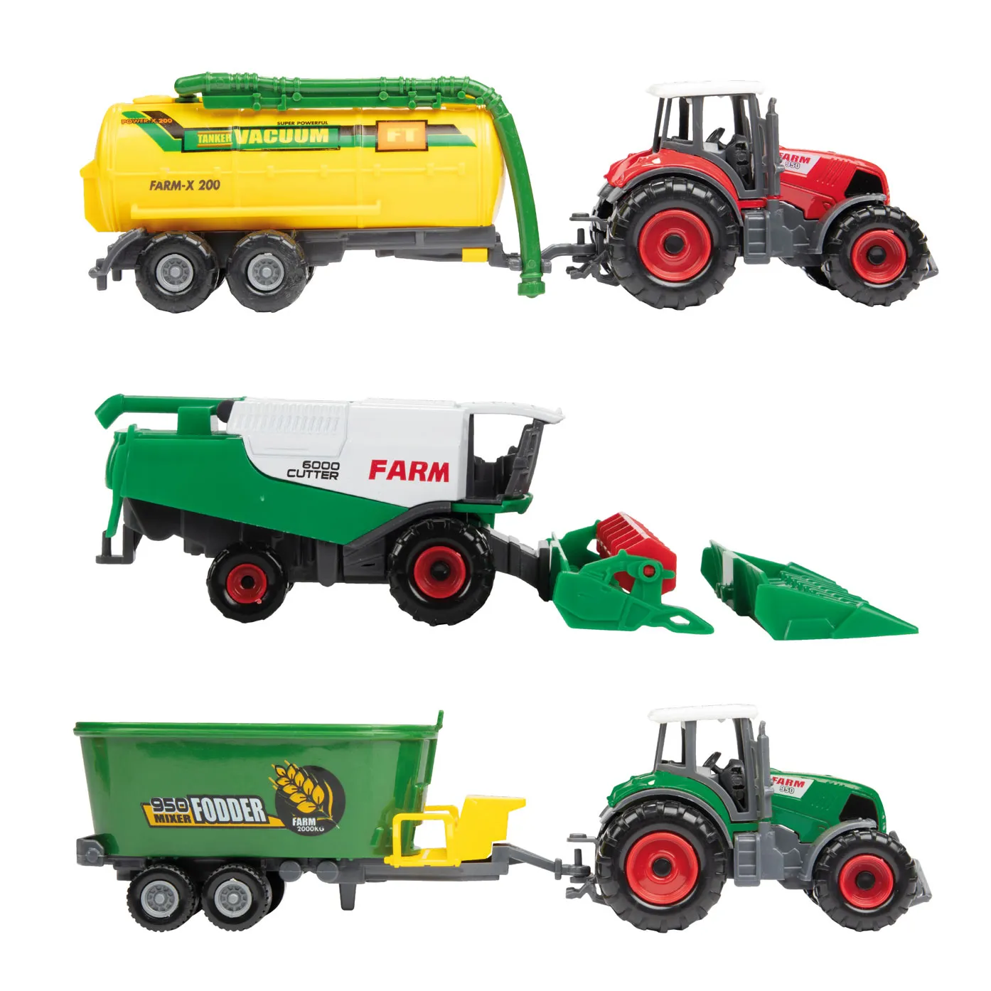 Toi-Toys 28002Z - METAL Landwirtschafts-Set - Traktor + Anhänger (6-teilig), (zufällige Auswahl)