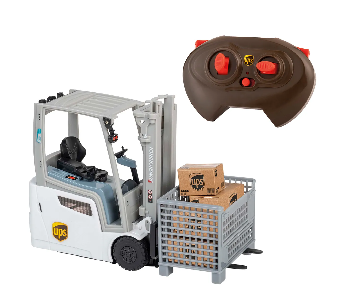 Happy People 34450 - Ferngesteuerter Gabelstapler - UPS Jungheinrich EFG 216 K Li-Ion (1:16)