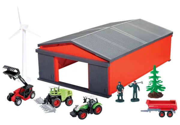 Vedes - Speed Zone - Bauernhof-Scheune mit Fahrzeugen und Zubehör