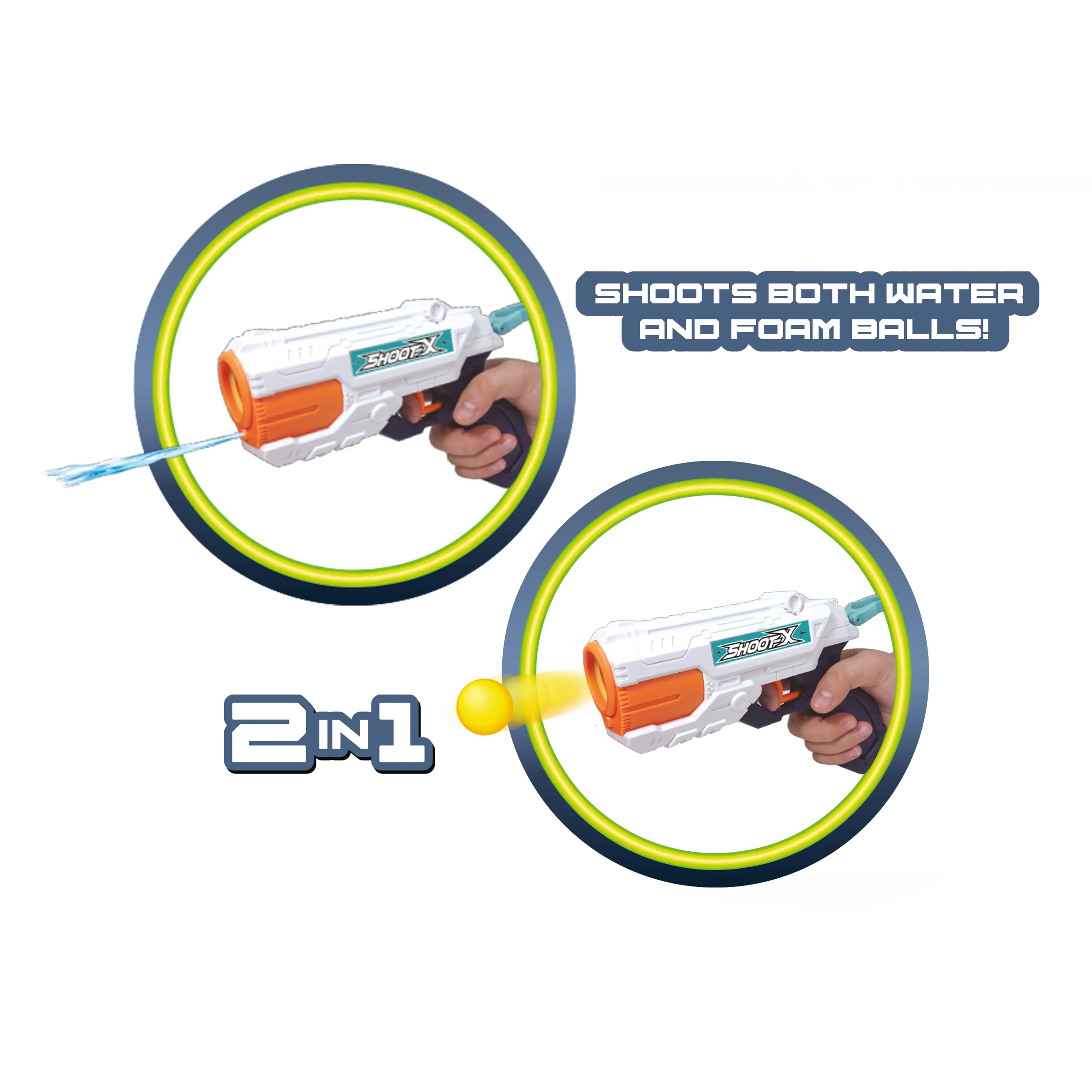 Toi-Toys 32743A - FOAM STRIKE X Set - Wasserpistole mit 5 Bällen und 3 Kegeln