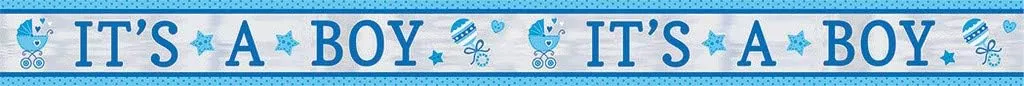 Amscan 120188 - Folienbanner - Babyparty It's a Boy (blau, 762cm)
