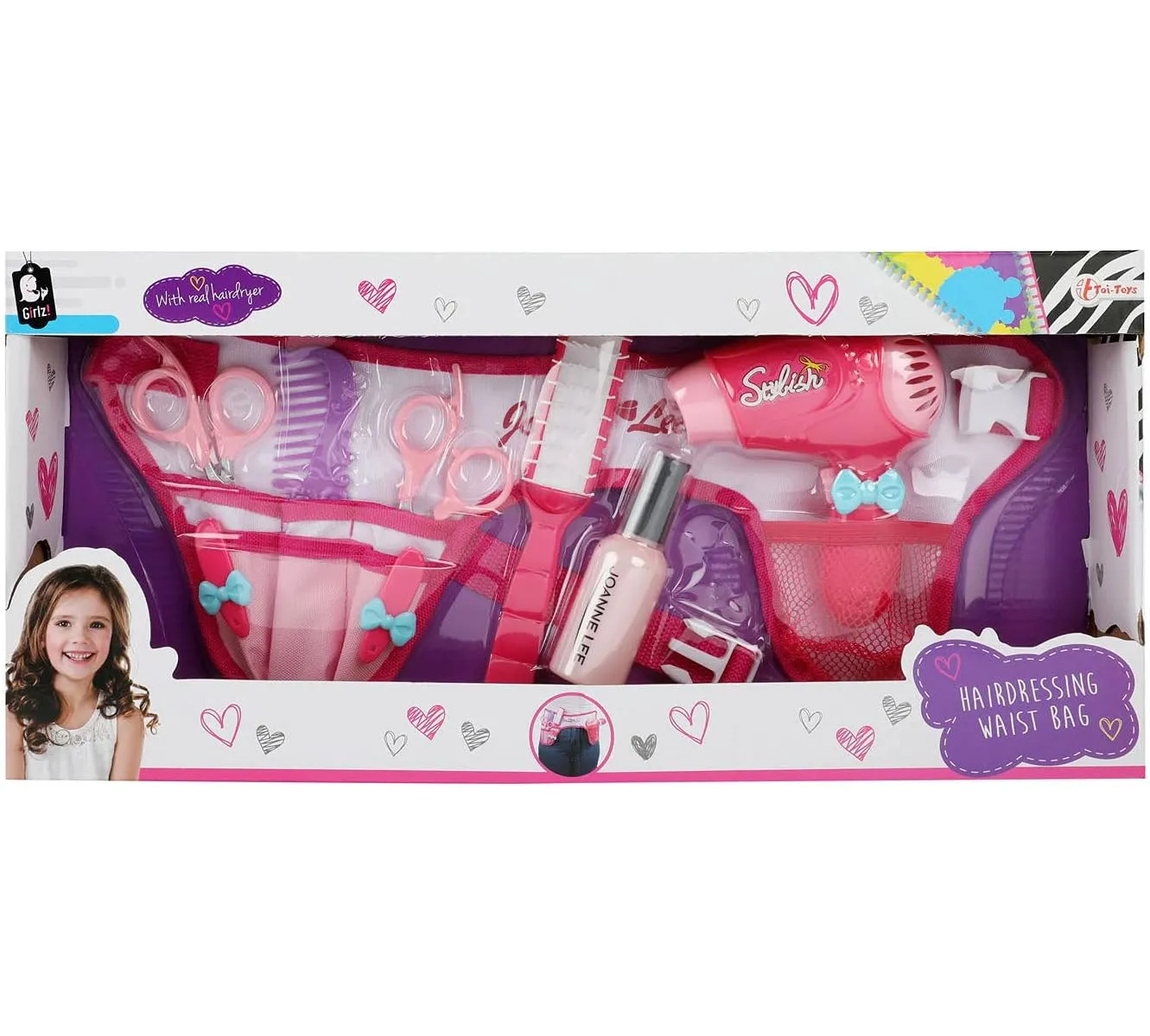 Toi-Toys 45972A - Glamour Shine Friseurset Friseur-Gürtel mit echtem Föhn