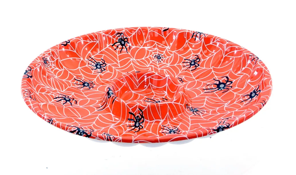 Halloween Dekoration - Schale mit Spinnendruck (orange, 35cm)