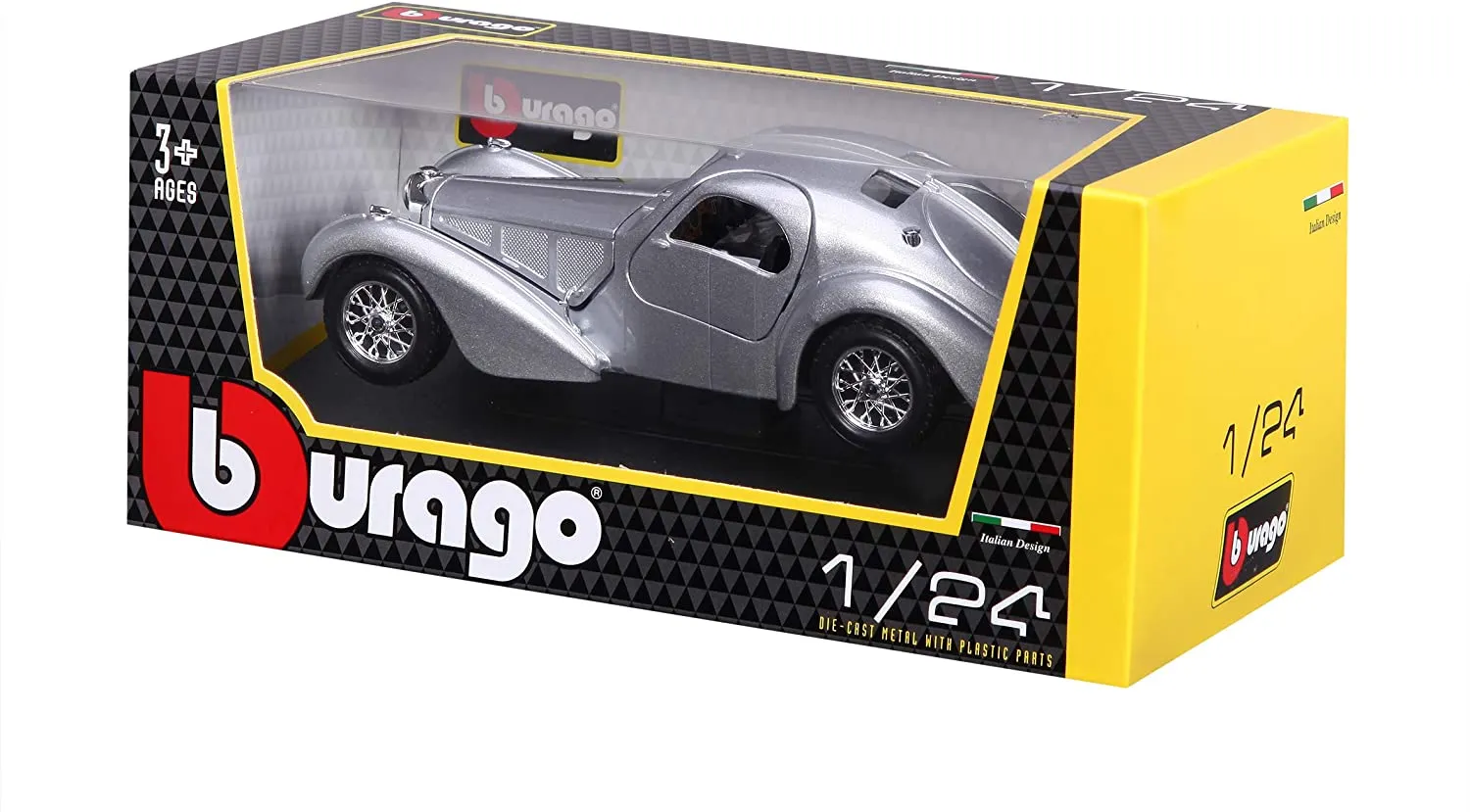 Bburago 18-22092 - Modellauto -  Bugatti Atlantic (silber, Maßstab 1:24)