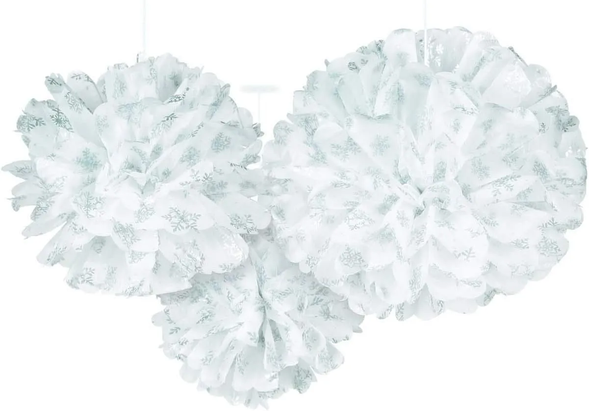 Amscan 180125 - Fluffy-Dekobälle - Schneeflocke (3 Stück)
