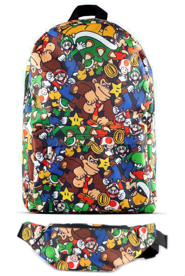 Nintendo Rucksack - Super Mario Charaktere + Gürteltasche