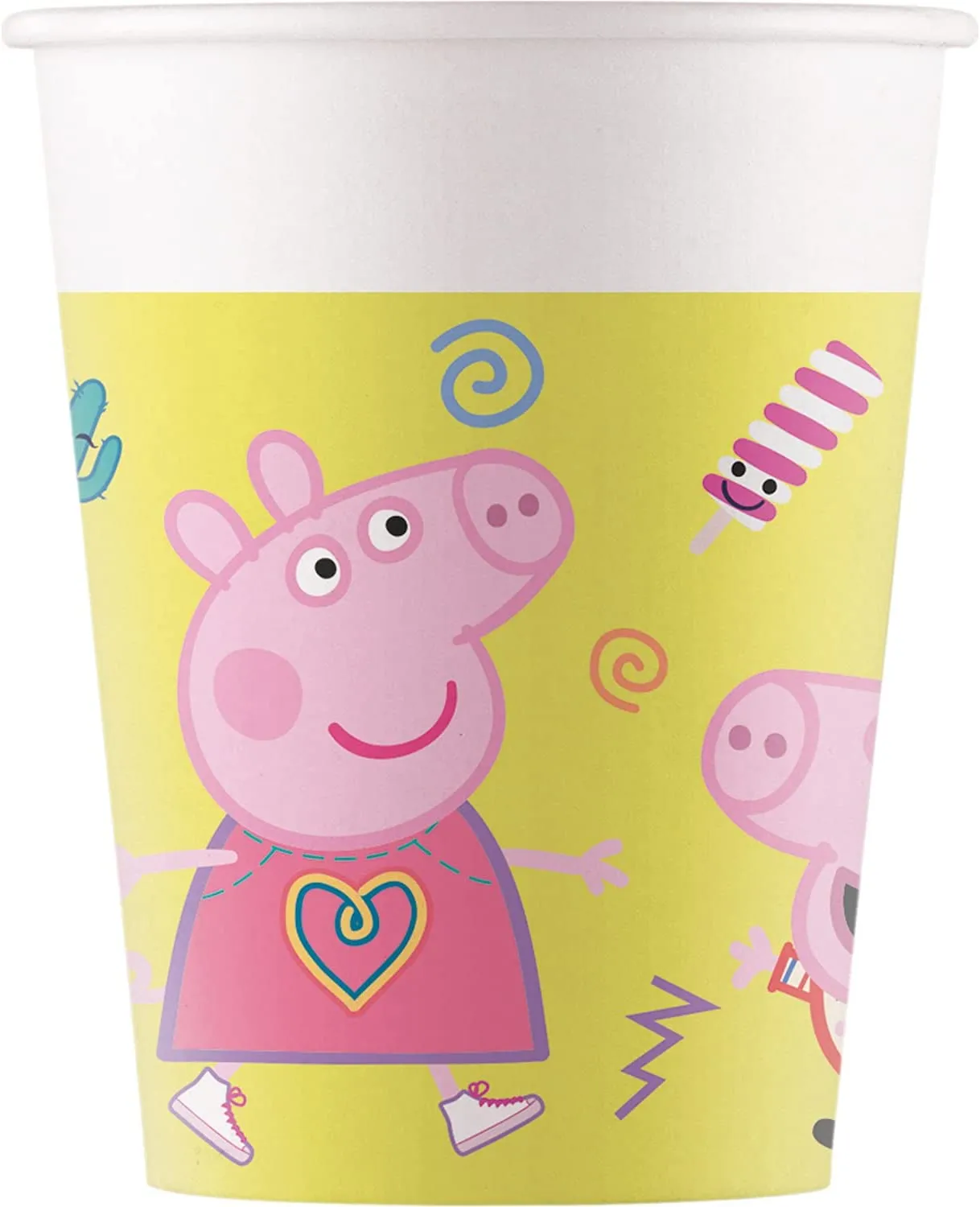 Procos - Peppa Wutz - Pappbecher (gelb, 200ml, 8 Stück)