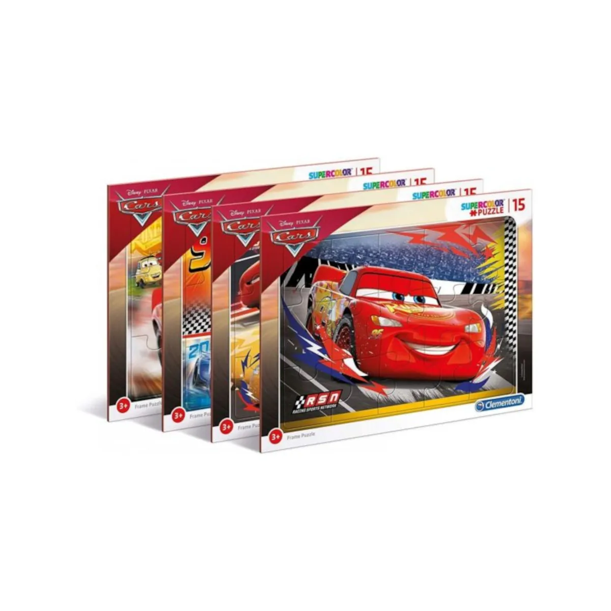 Clementoni 22232 - Supercolor Puzzle 2er Set - Cars (15 Teile) 2 Motive