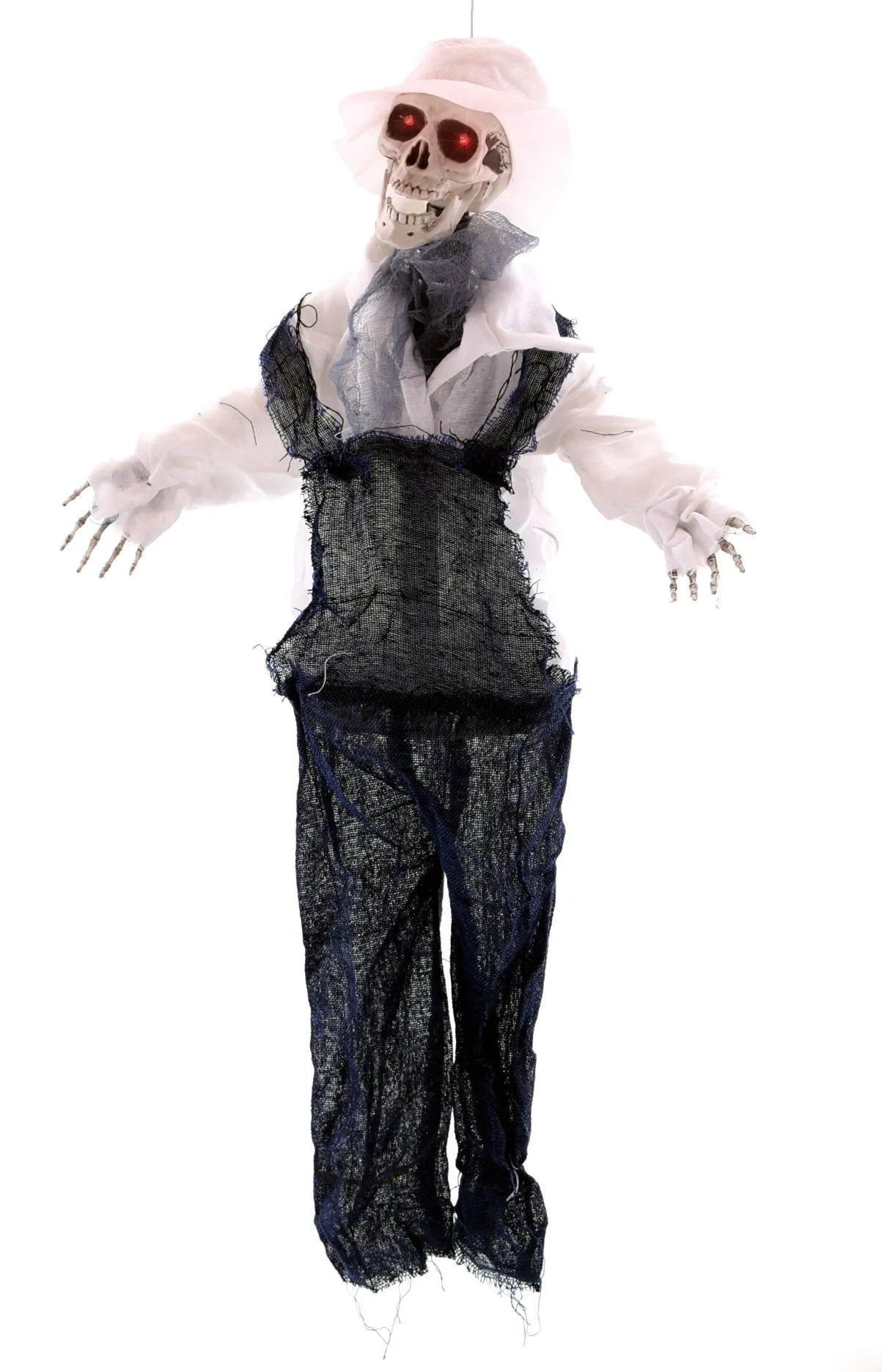 Halloween Dekoration - Farmer Skelett mit Funktion, Licht & Sound (80cm)