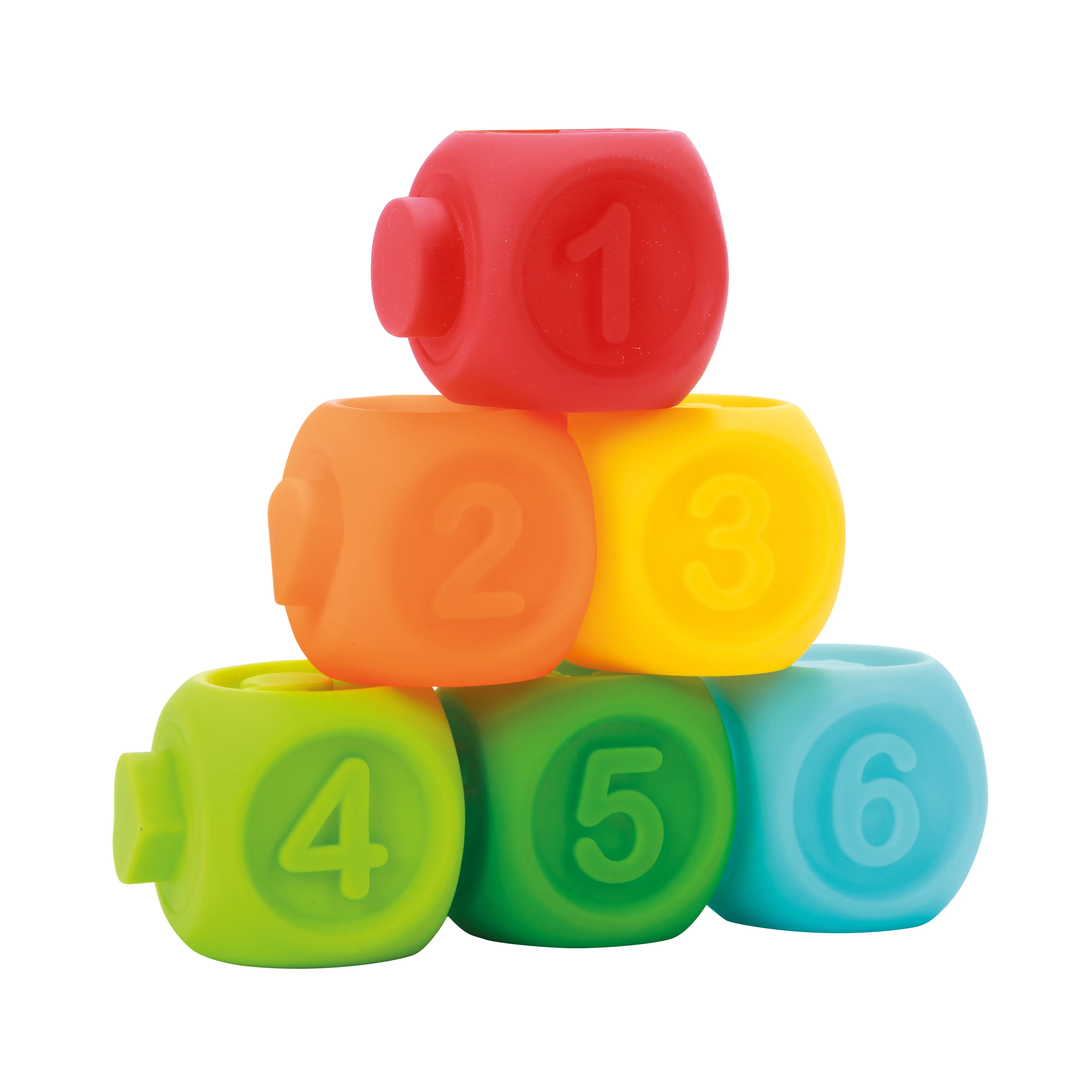 Toi-Toys 71003A - Little Stars - 6 Baby Quietsch-Stapelblöcke und 2 Gummitiere