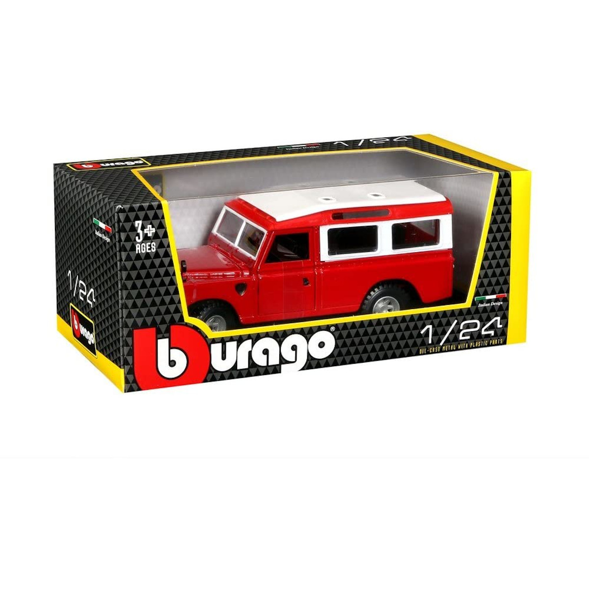 Bburago 18-22063 - Modellauto -  Land Rover Serie II (rot, Maßstab 1:24) 