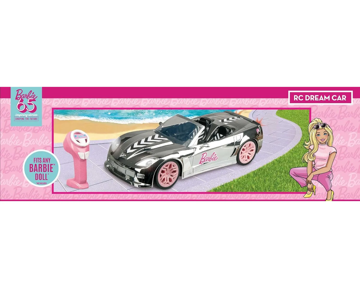 Happy People 63619 - Ferngesteuertes Auto - Barbie Dream Car (silber, 40cm)