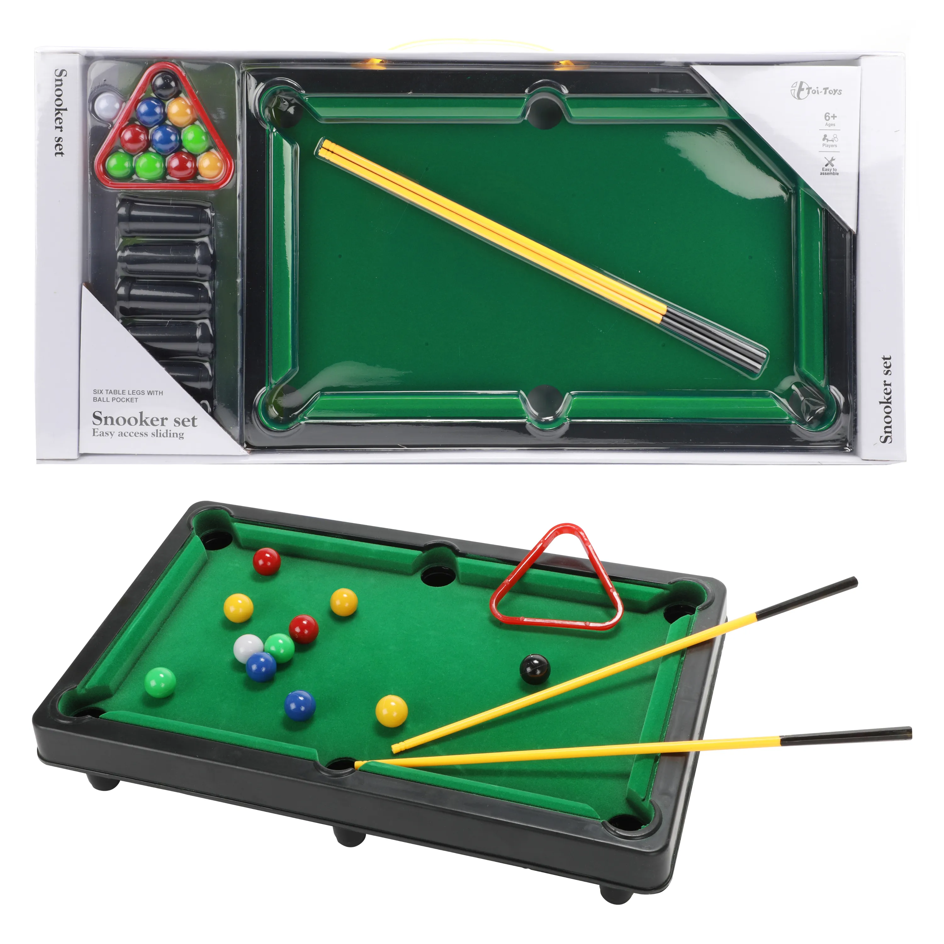 Toi-Toys - Mini Billardtisch Snooker Spiel mit Queues und Bällen