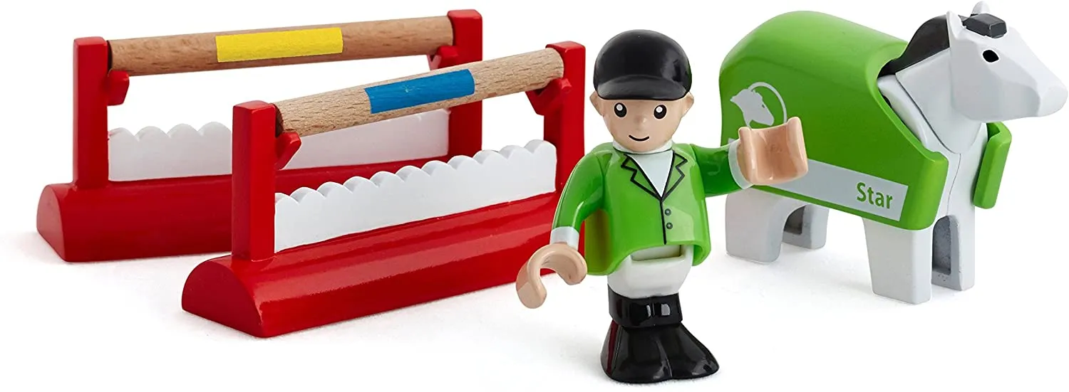 BRIO World 33795 - Pferde-Parcours, 7-teilig, Bauernhof Tiere