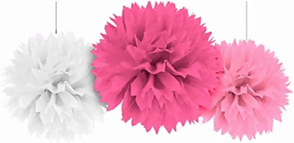 Amscan 181045 - Fluffy-Dekobälle - (3 Stück, rosa, pink, weiß)