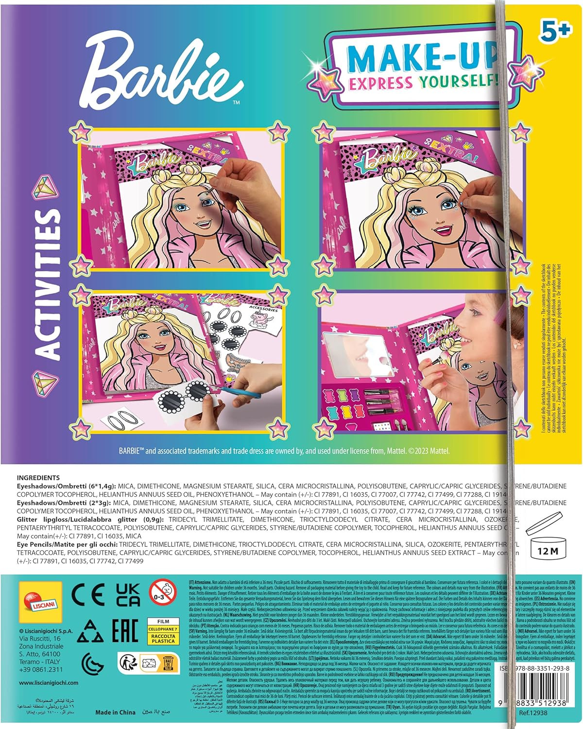 Lisciani 12938 - Barbie Sketch Book Make Up Goal