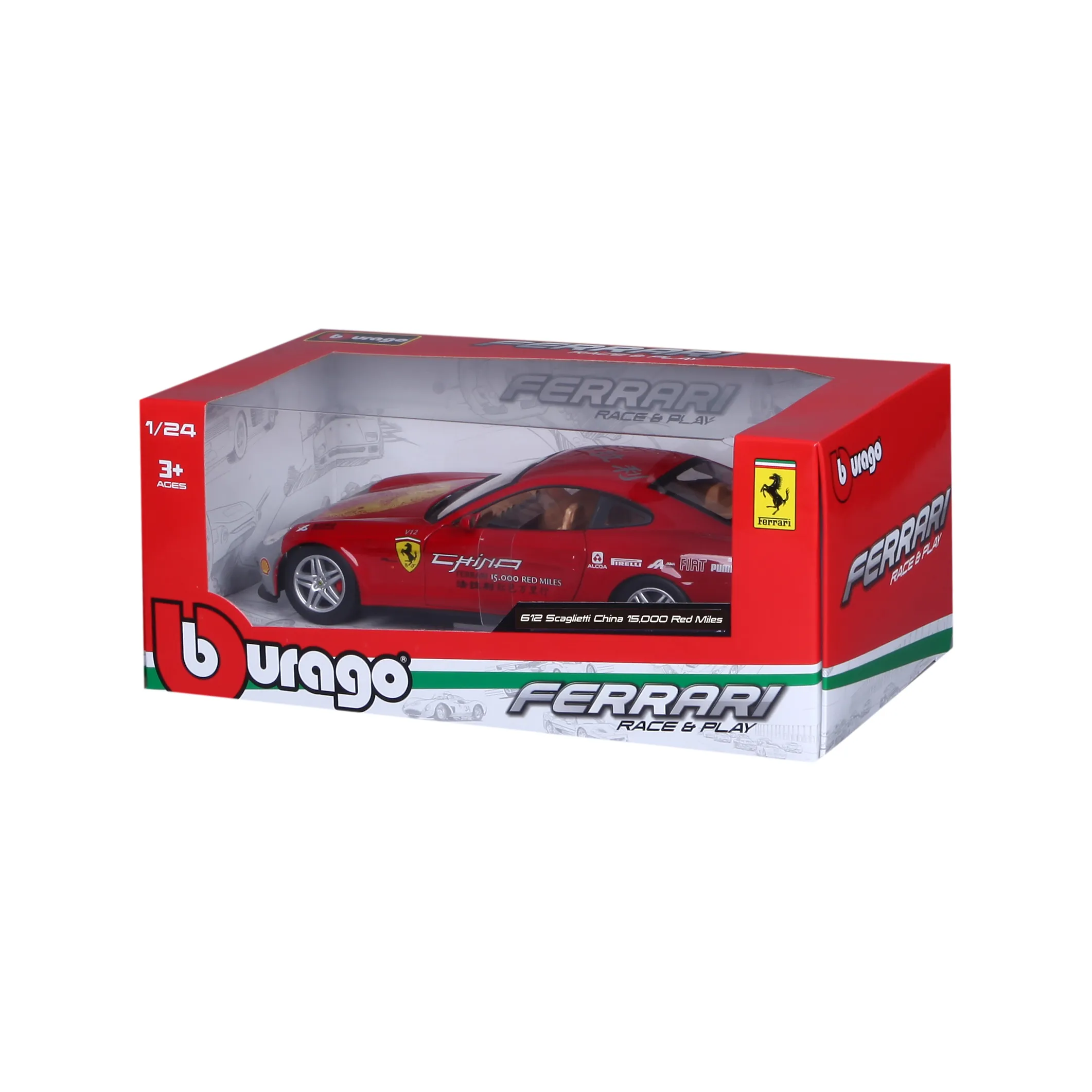 Bburago 18-26538 - Modellauto - Ferrari 612 Scaglietti China 15,000 Red Miles (rot, Maßstab 1:24)