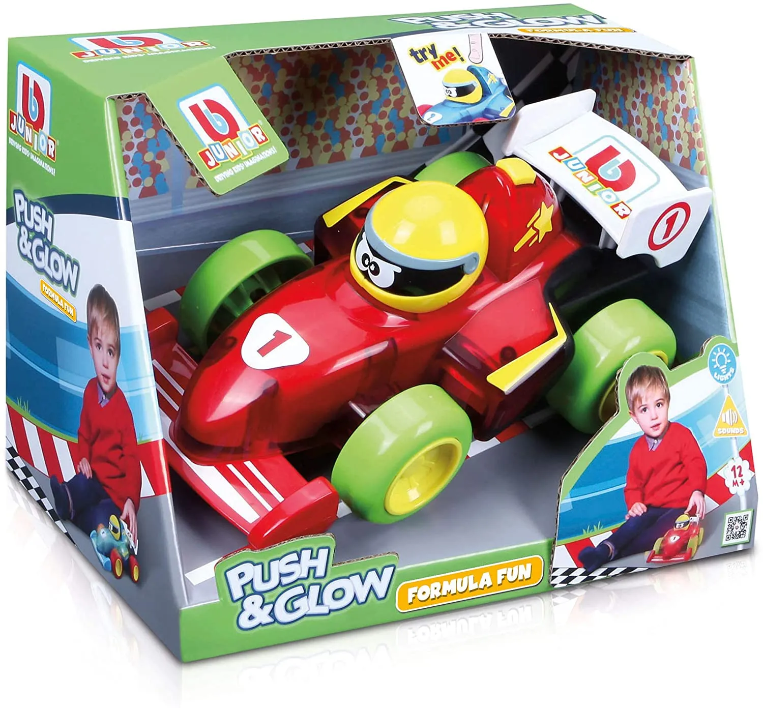 BB Junior - Spielzeugauto - Push & Glow Formula Fun (rot)