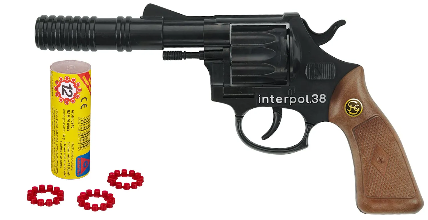Schrödel 202 0038 - Spielzeugpistole - Interpol 38, 12 Schuss