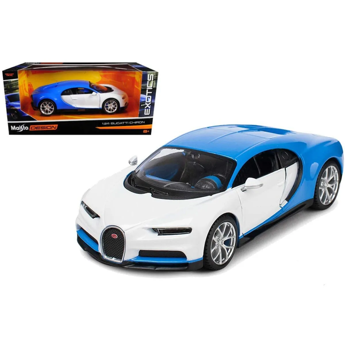 Maisto 32509 - Modellauto - Bugatti Chiron (weiß-blau, Maßstab 1:24)
