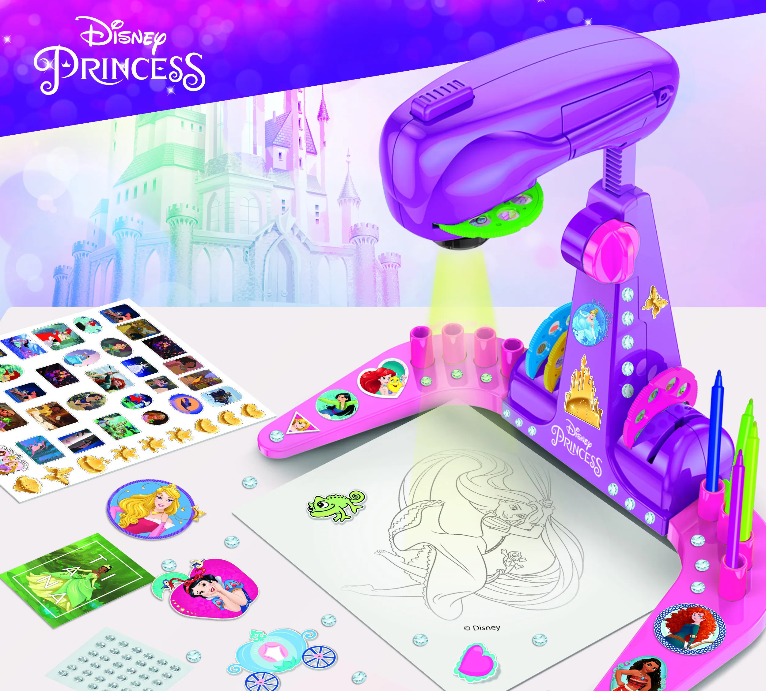 Lisciani 92956 - Disney Princess Zeichenschule mit LED Projektor