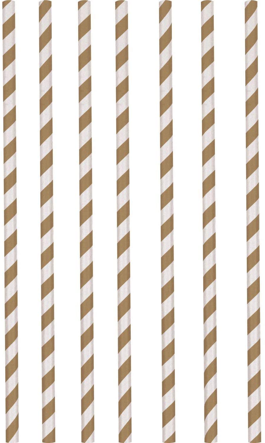 Amscan 9903060 - Papier-Trinkhalme (braun-weiß, 12 Stück)