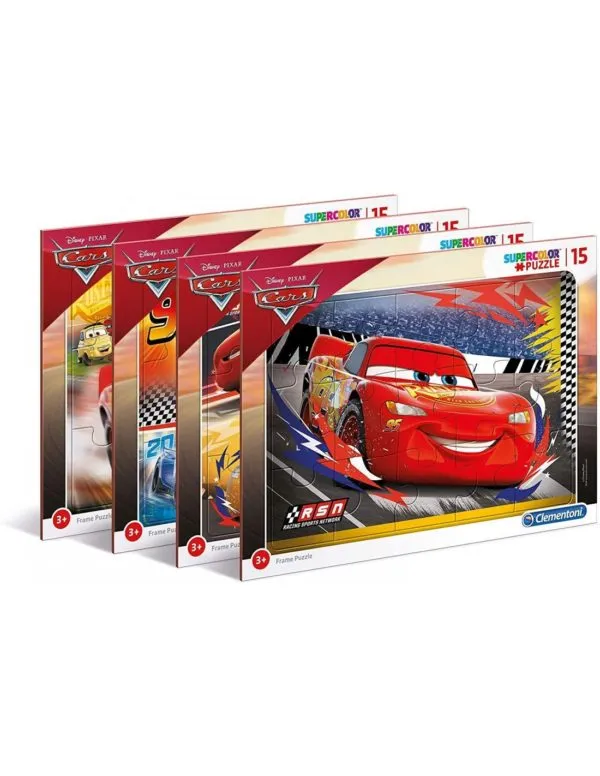 Clementoni 22232 - Supercolor Puzzle 2er Set - Cars (15 Teile) 2 Motive