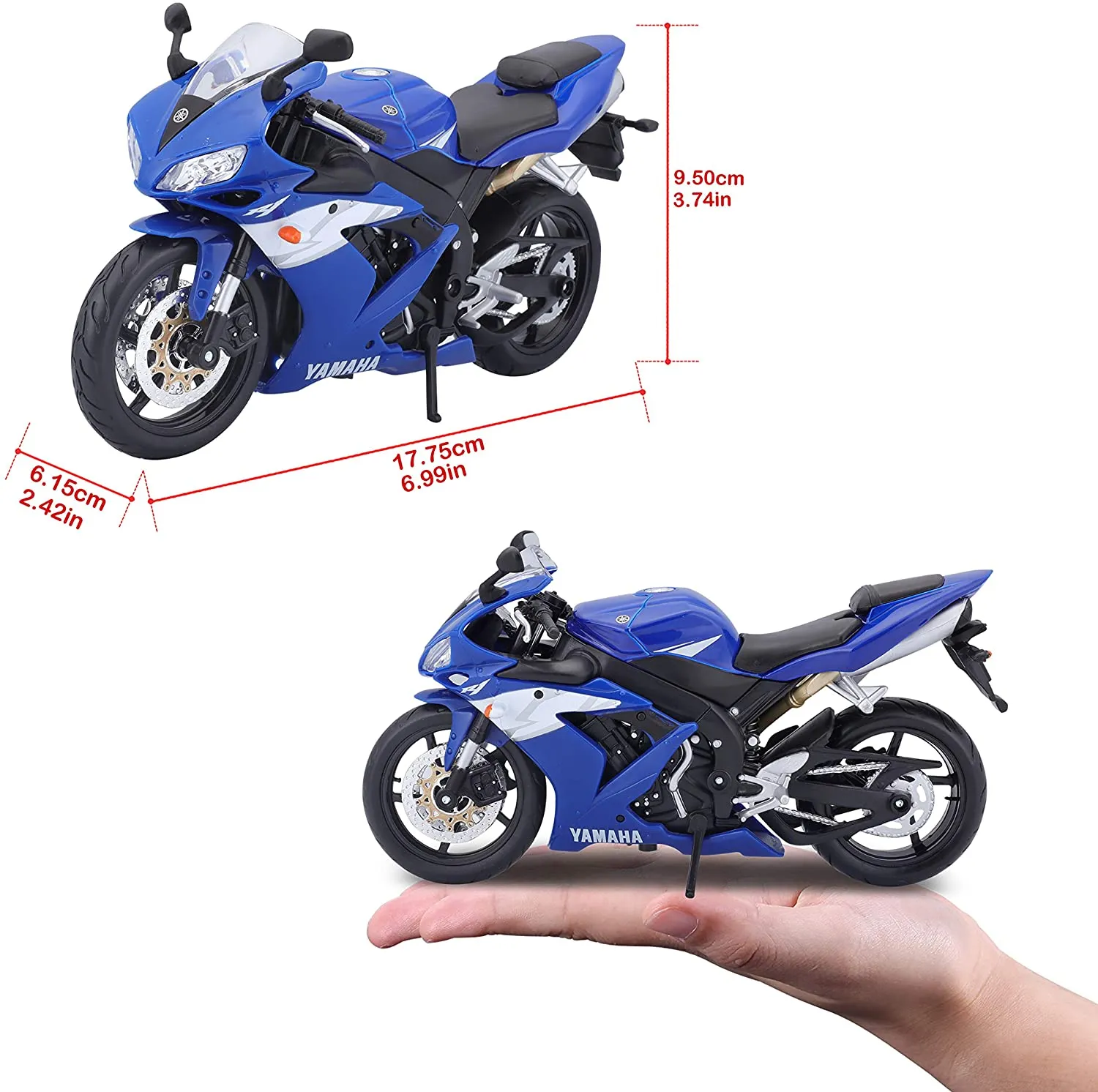 Maisto - Modellmotorrad - Yamaha YZF-R1 (blau, Maßstab 1:12)