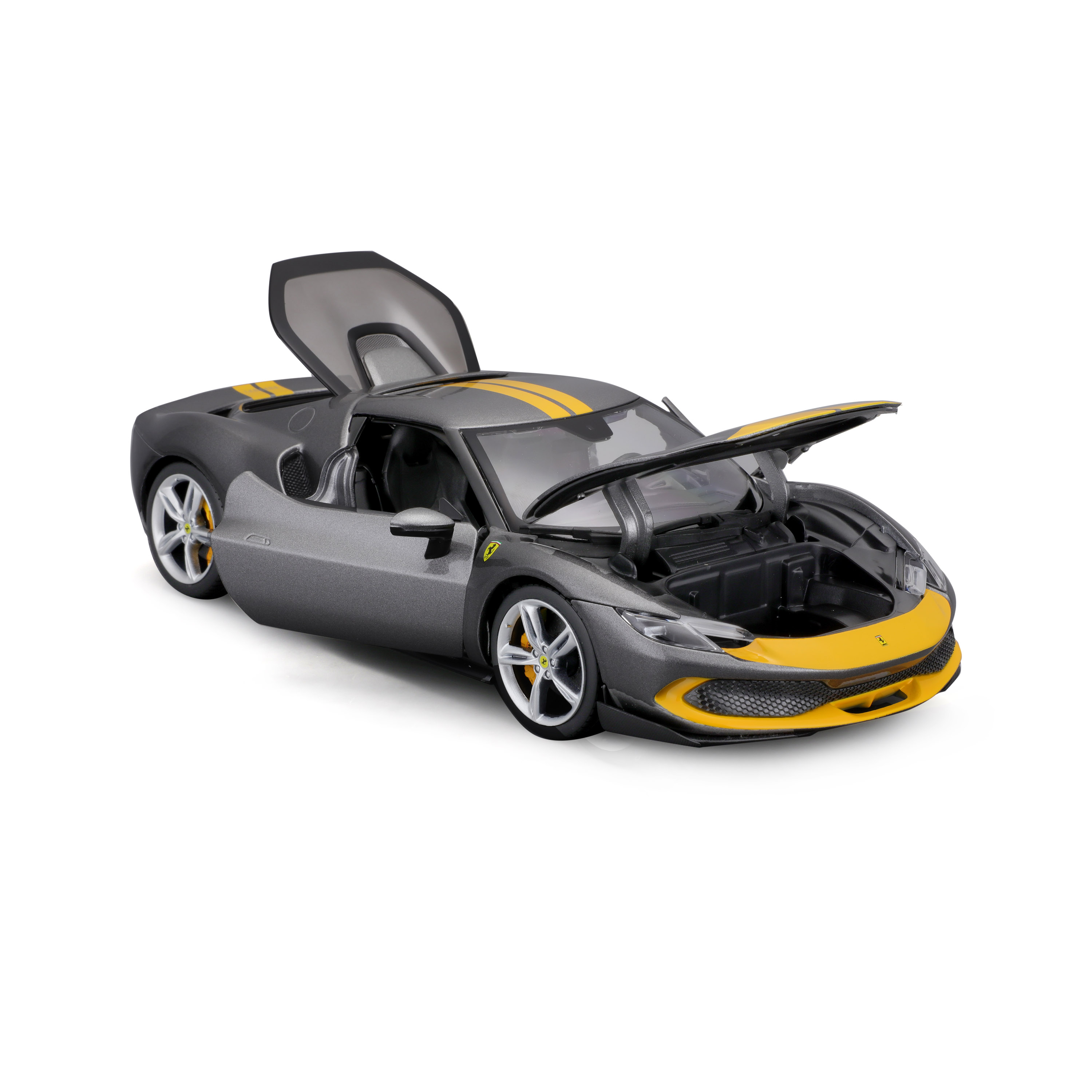 Bburago 18-16017 - Modellauto - Ferrari 296GTB Assetto Fiorano (grau/gelb, Maßstab 1:18) Bburago 18-16017 - Modellauto - Ferrari 296GTB Assetto Fiorano (grau/gelb, Maßstab 1:18)