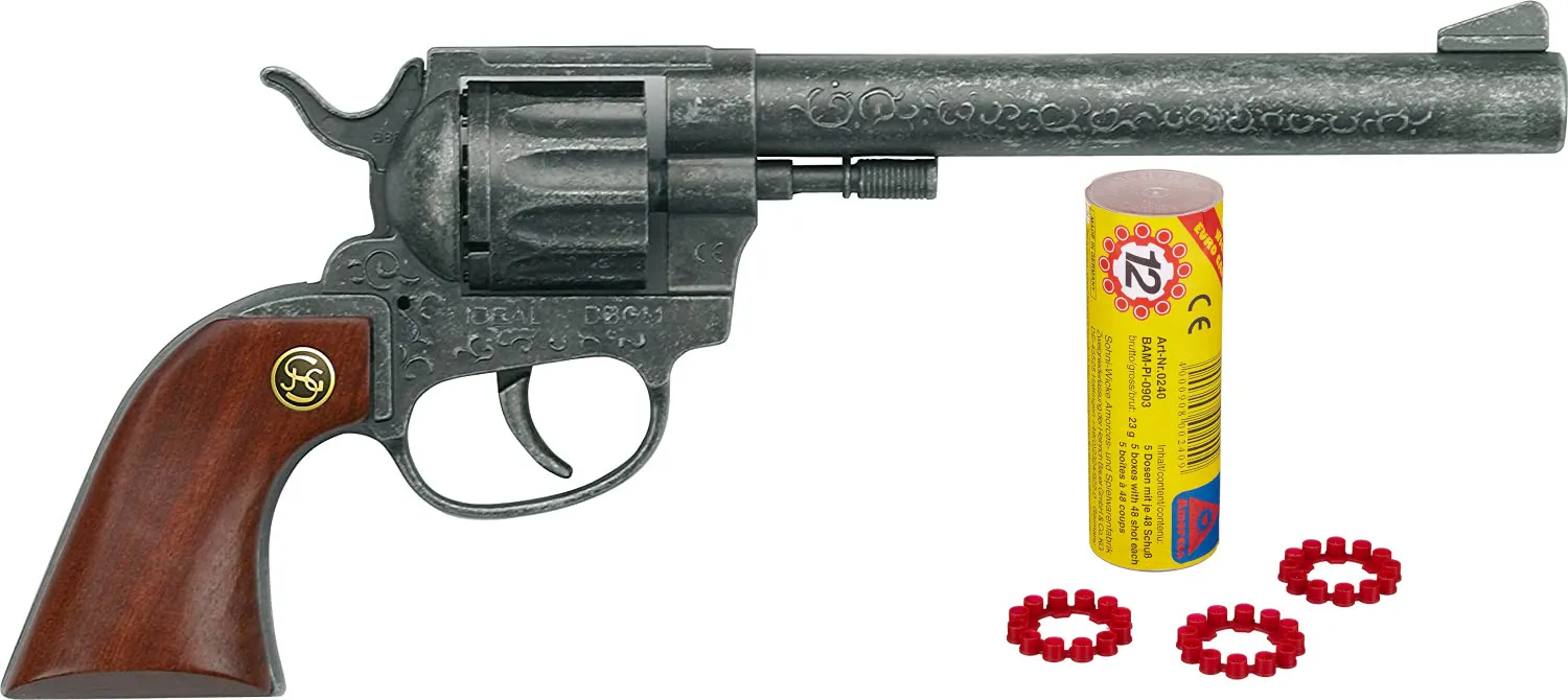 Schrödel 205 0102 - Spielzeugpistole - Buntline Revolver mit Holzgriff, 12 Schuss