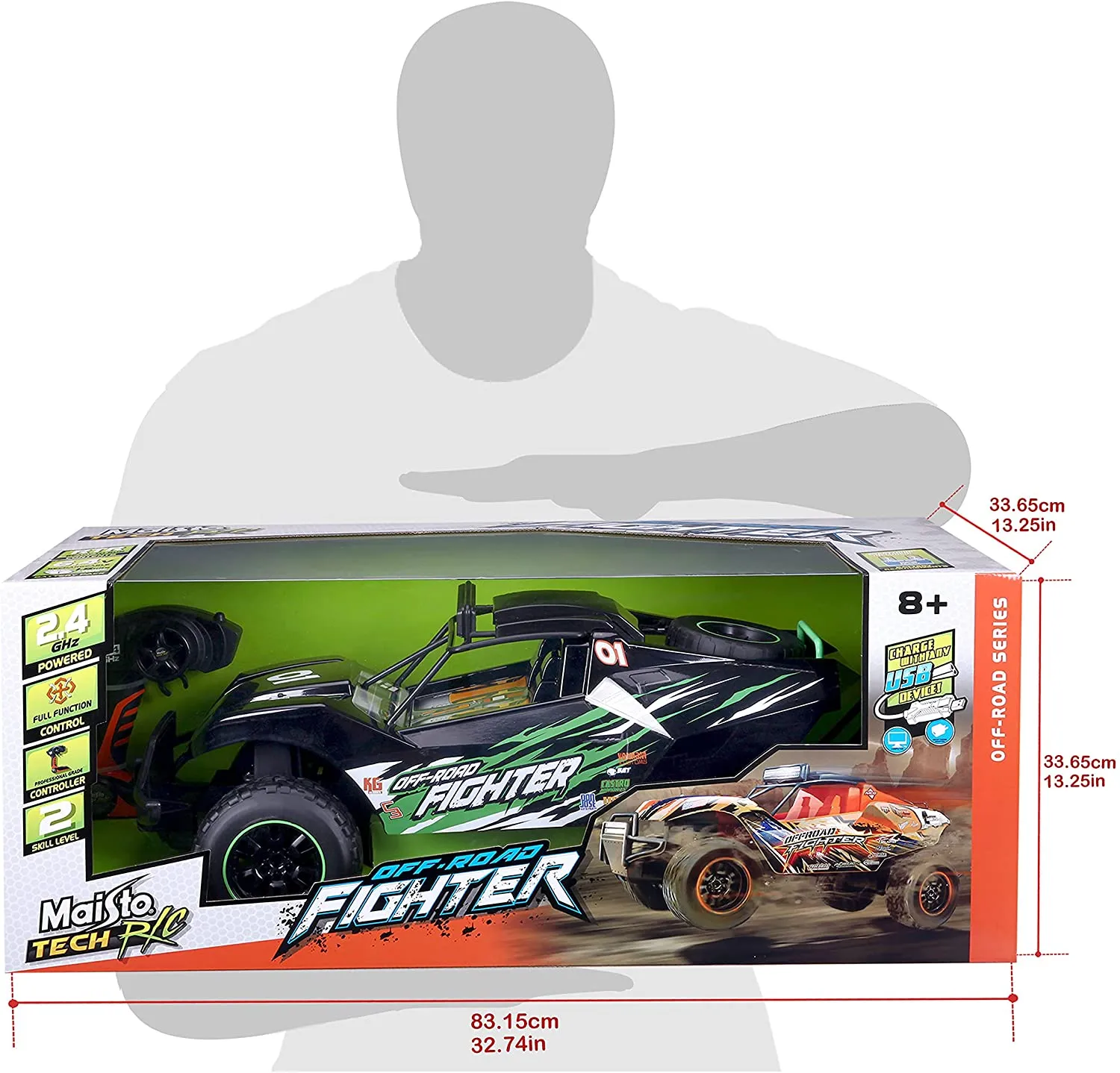 Maisto Tech 581324 - Ferngesteuertes Auto - Off Road Fighter (schwarz, 71cm)