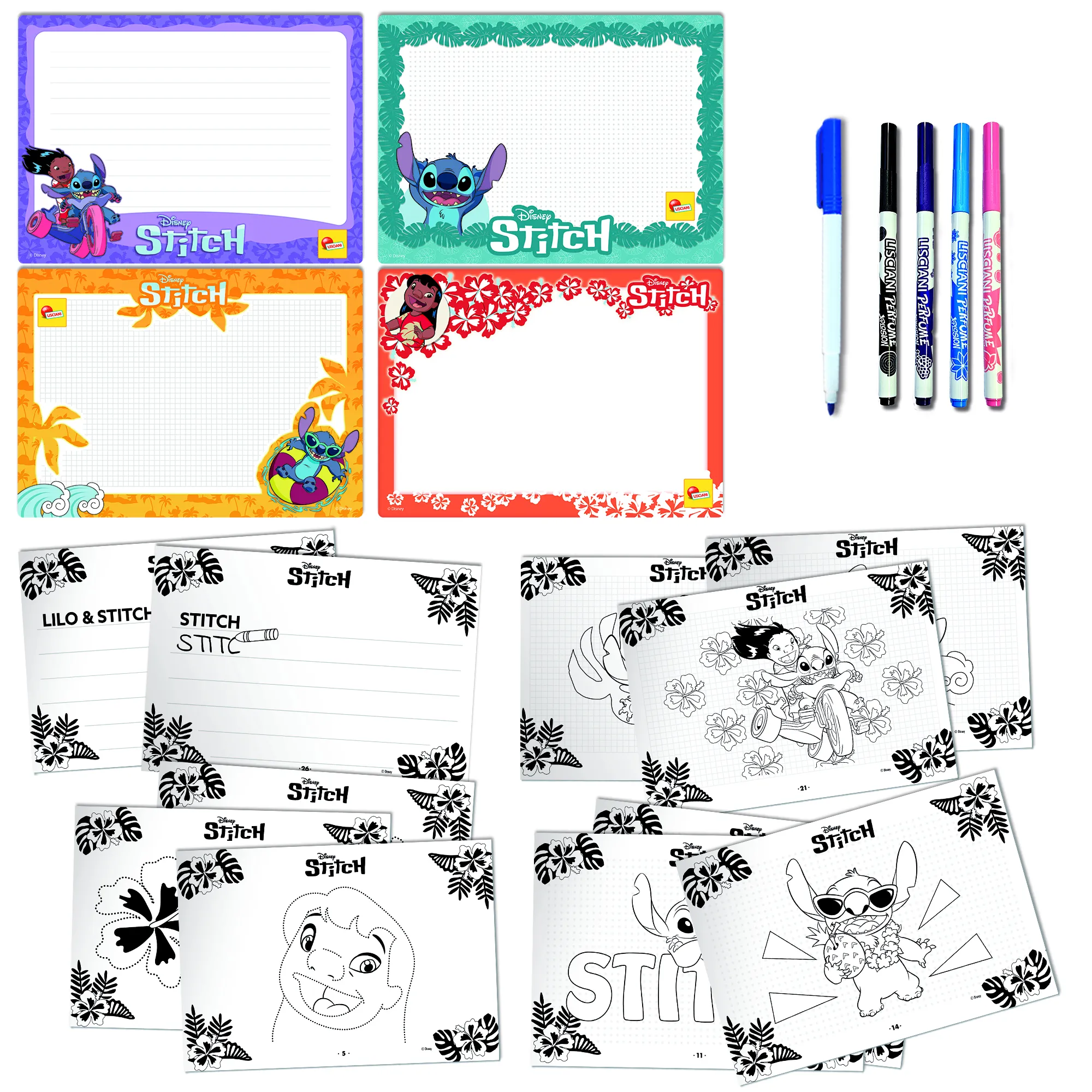 Lisciani 107575 - Disney Stitch - Zeichenschule mit parfümierten Stiften