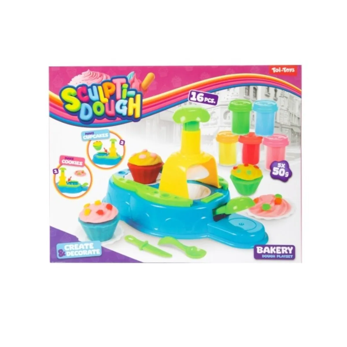 Toi-Toys 47712Z - SCULPTIDOUGH Knetset (5x Knete + Zubehör)