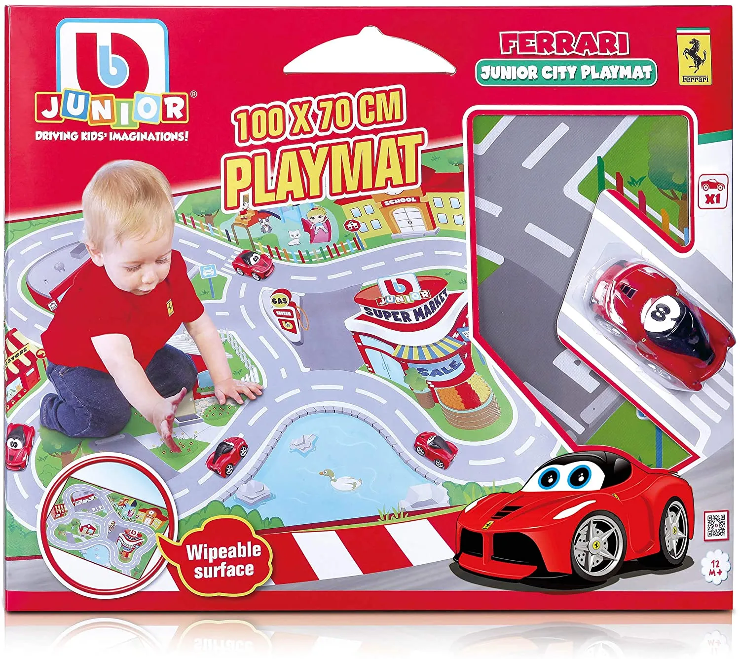 BB Junior - Spielmatte - Ferrari Junior City inkl. Spielzeugauto (100x70cm)