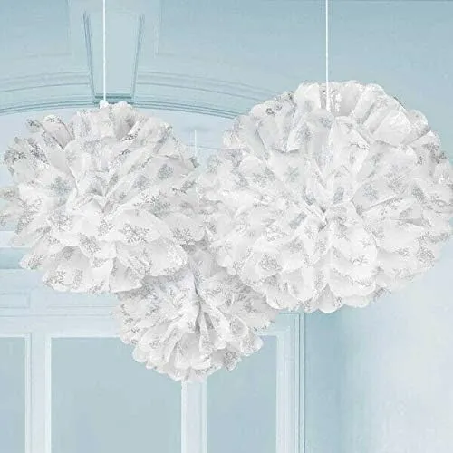 Amscan 180125 - Fluffy-Dekobälle - Schneeflocke (3 Stück)
