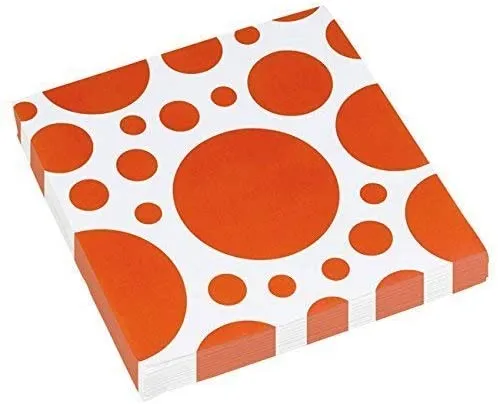 Amscan 999328 - Servietten »Orange Dots« (orange/weiß, 33x33cm, 20 Stück)