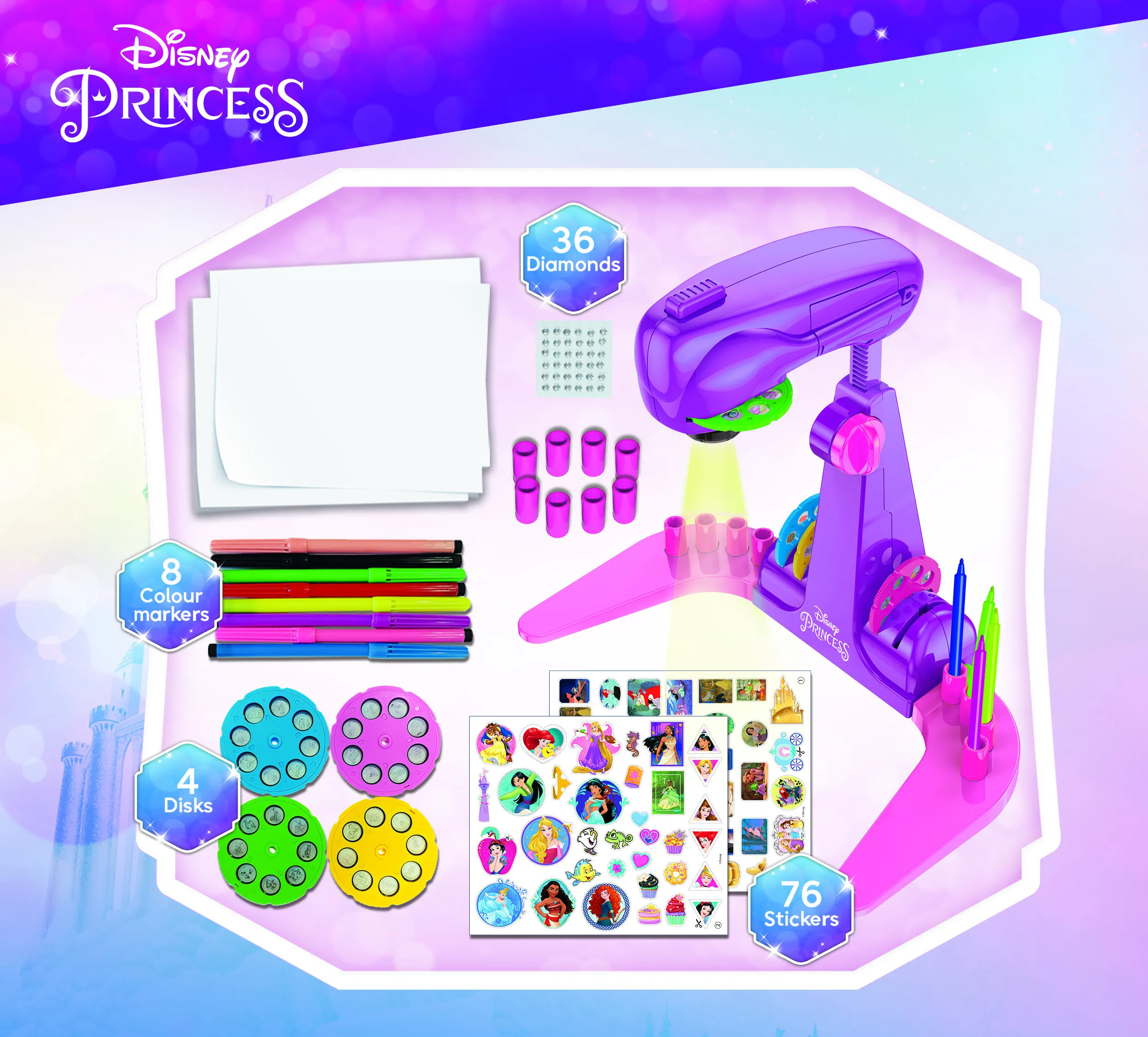 Lisciani 92956 - Disney Princess Zeichenschule mit LED Projektor