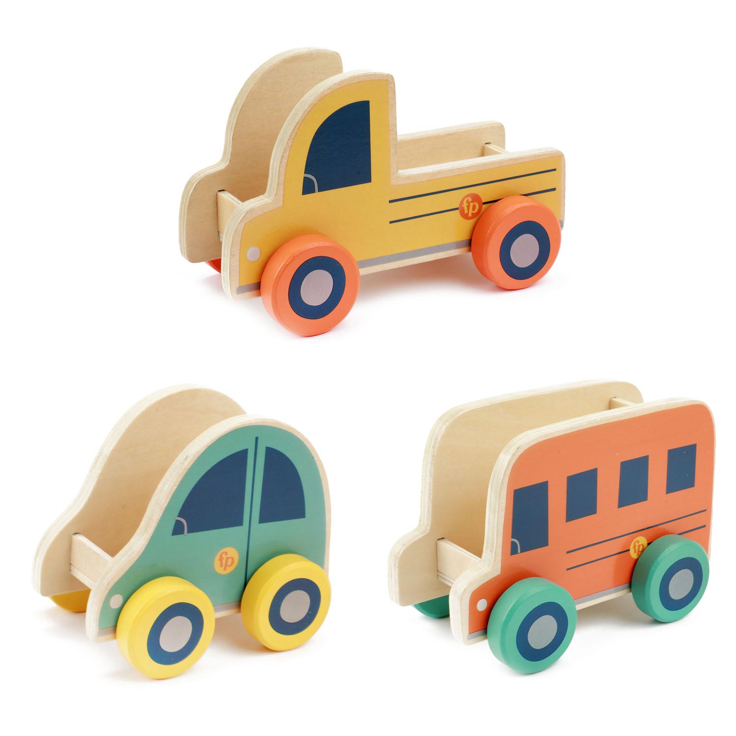 Fisher-Price - Holz-Fahrzeuge 3 Stück + Tiere
