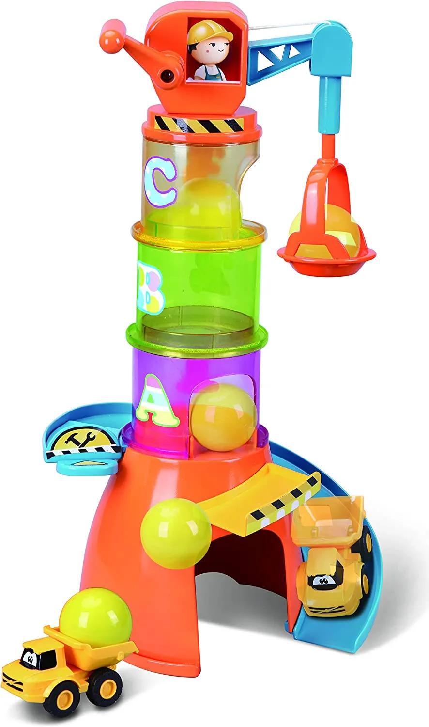 BB Junior 16-88605 - Spielset -  Stacking Crane 5-in1 inkl. Volvo Kipper (9cm)