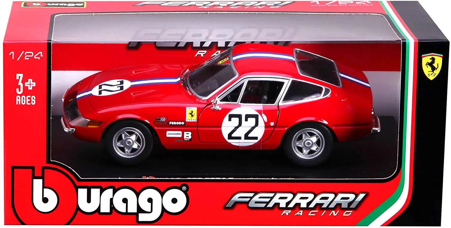 Bburago 18-26303 - Modellauto - Ferrari 365 GTB4 Competzione 1a serie (rot, Maßstab 1:24)