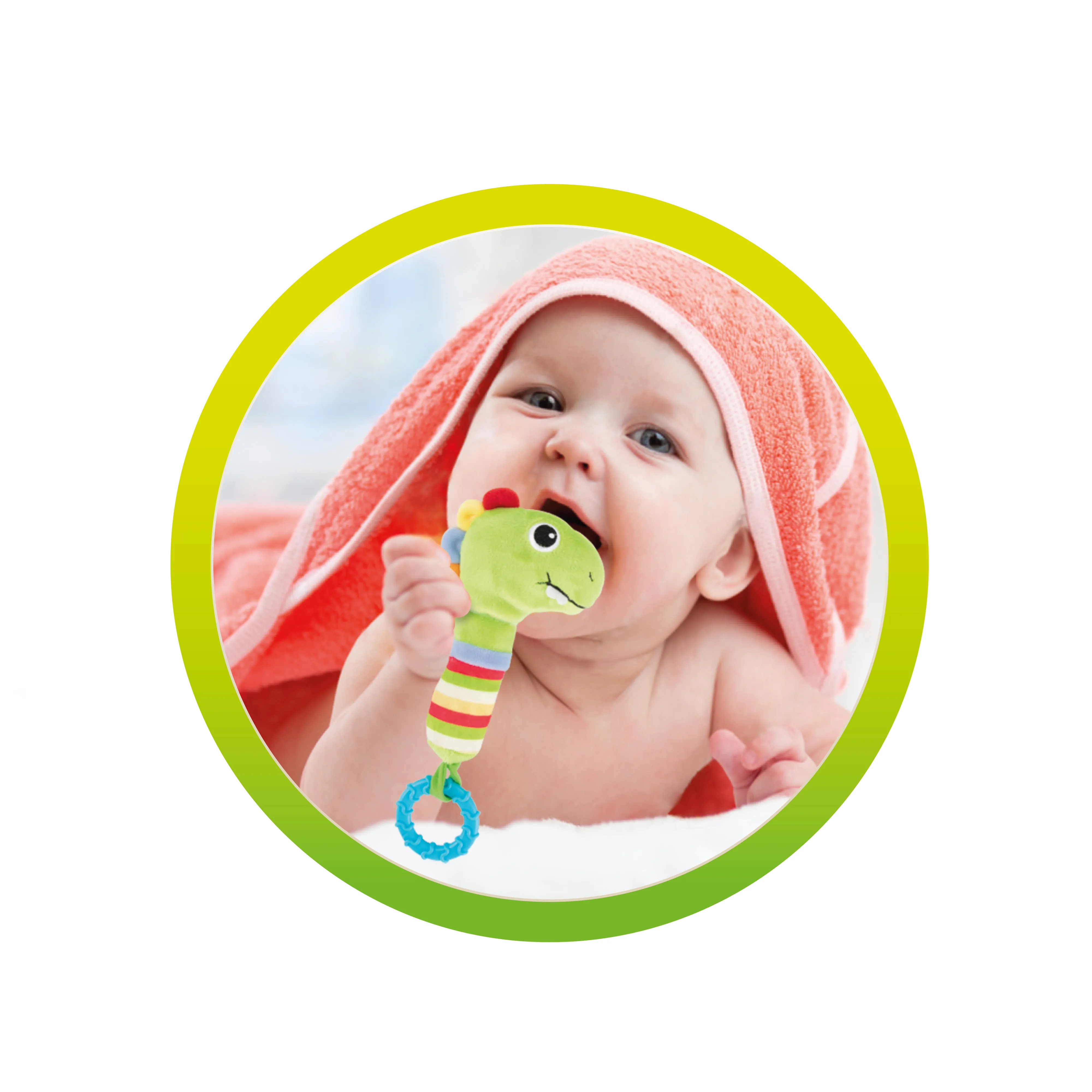 Toi-Toys LITTLE STARS Babyrassel Dino – Rassel, Beißring & Quietsche Baby 0+